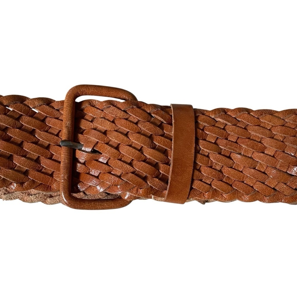 Hand Crafted Boho Leather Woven Braided Belt Tan M - Picture 6 of 8
